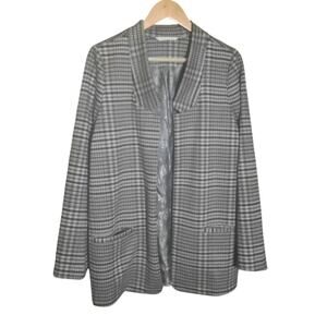 Soft Surroundings Womens Black Houndstooth Open Front Lined Jacket Size L